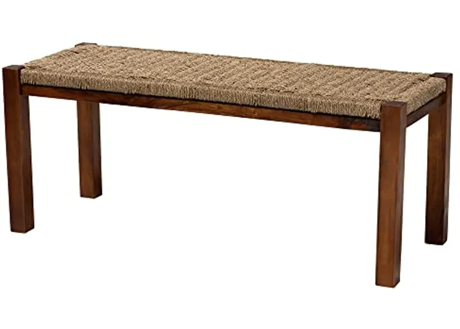 Baxton Studio Hermes Woven Seagrass Accent Bench, One Size, Walnut Brown