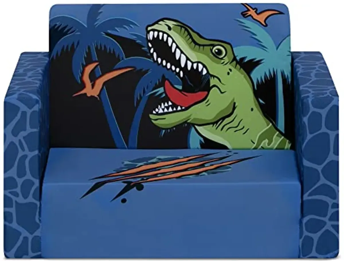 Delta Children Dinosaur Cozee Flip-Out Chair For Relaxing- 2-in-1 Convertible Lightweight,Portable Chair to Lounger for Toddlers & Kids