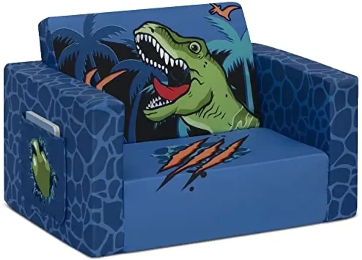 Delta Children Dinosaur Cozee Flip-Out Chair For Relaxing- 2-in-1 Convertible Lightweight,Portable Chair to Lounger for Toddlers & Kids
