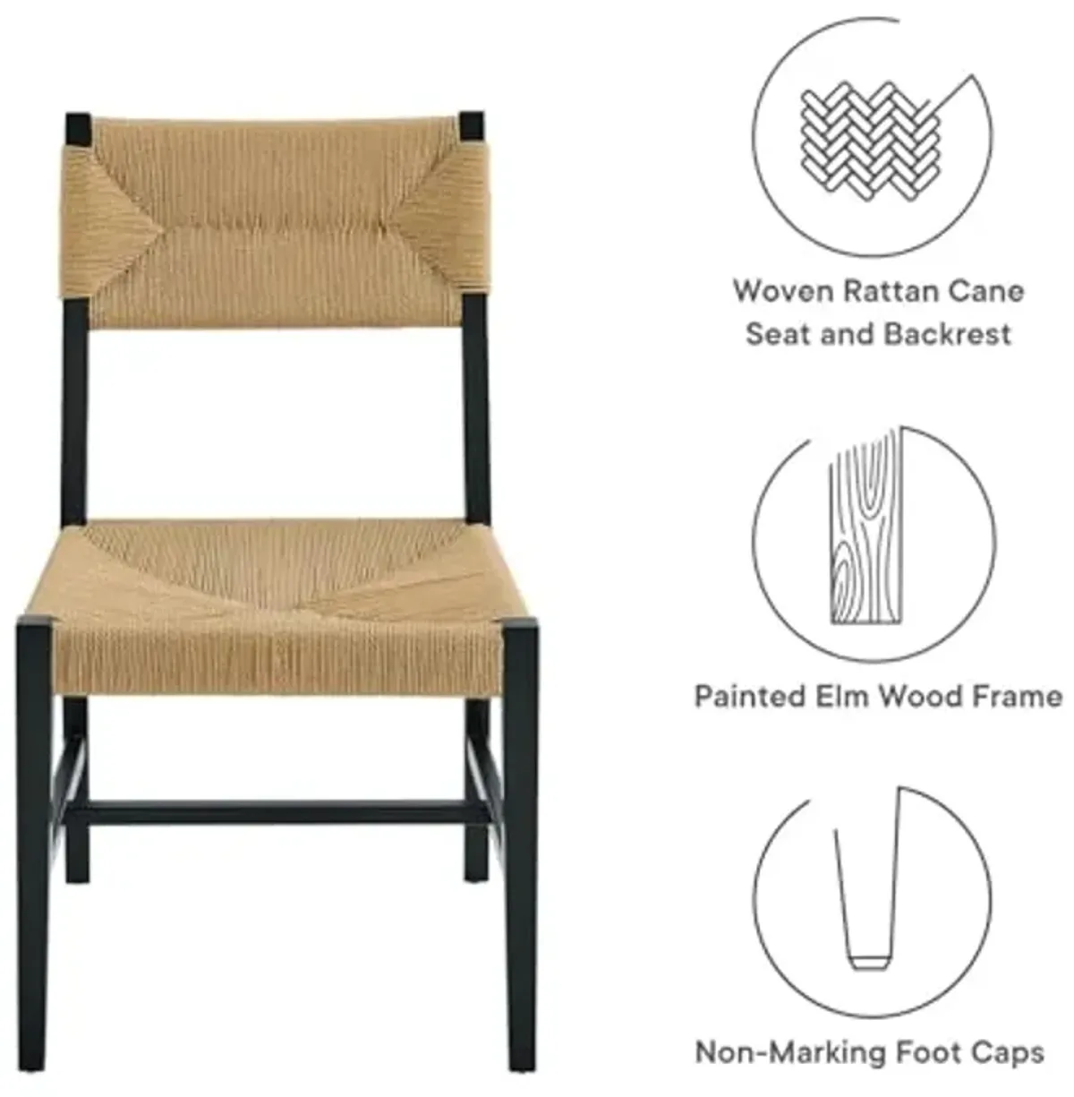 Modway EEI-5489-BLK-NAT Bodie Wood Dining Chair, Black Natural