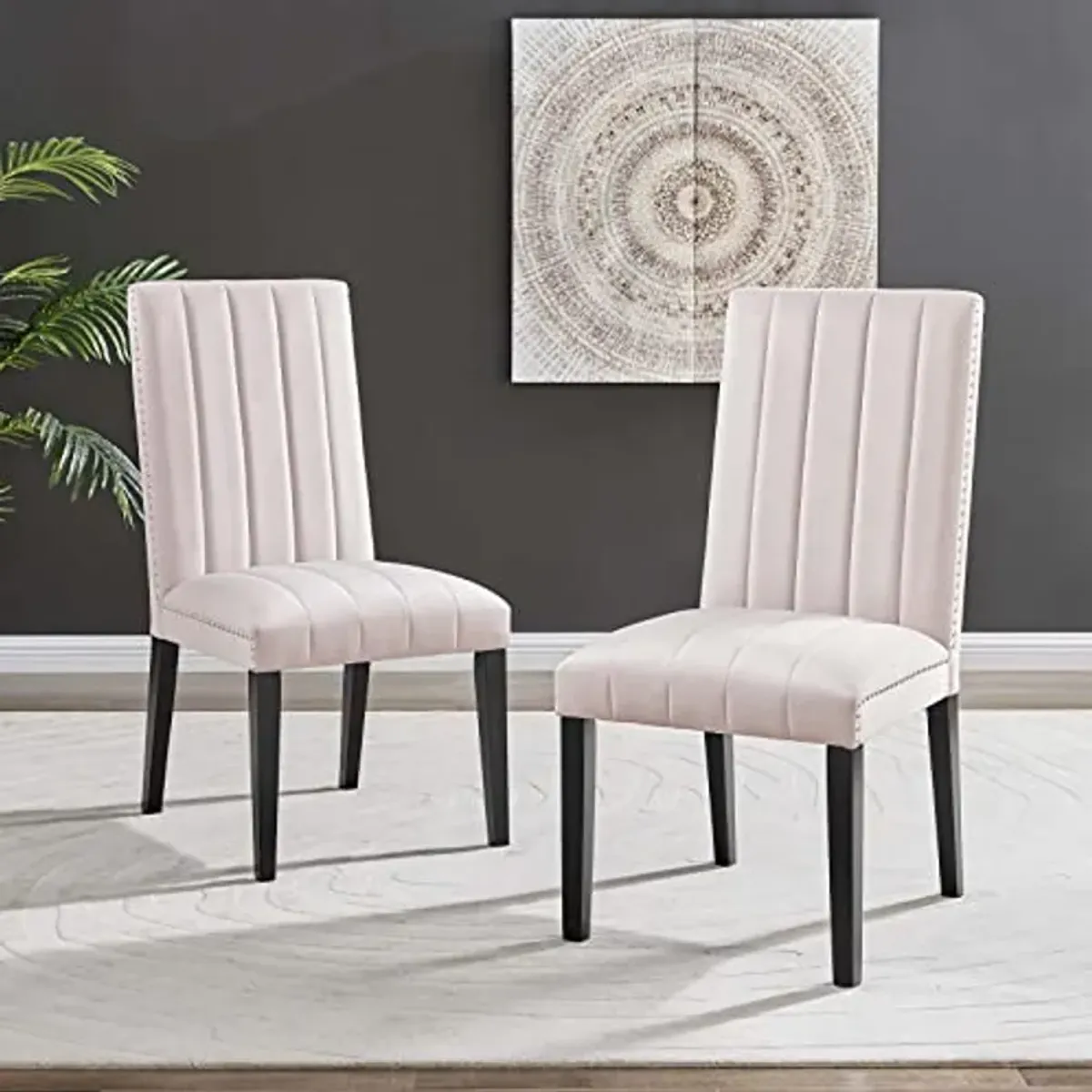 Modway EEI-5081-PNK Catalyst Performance Velvet Dining Side Chairs - Set of 2, Pink