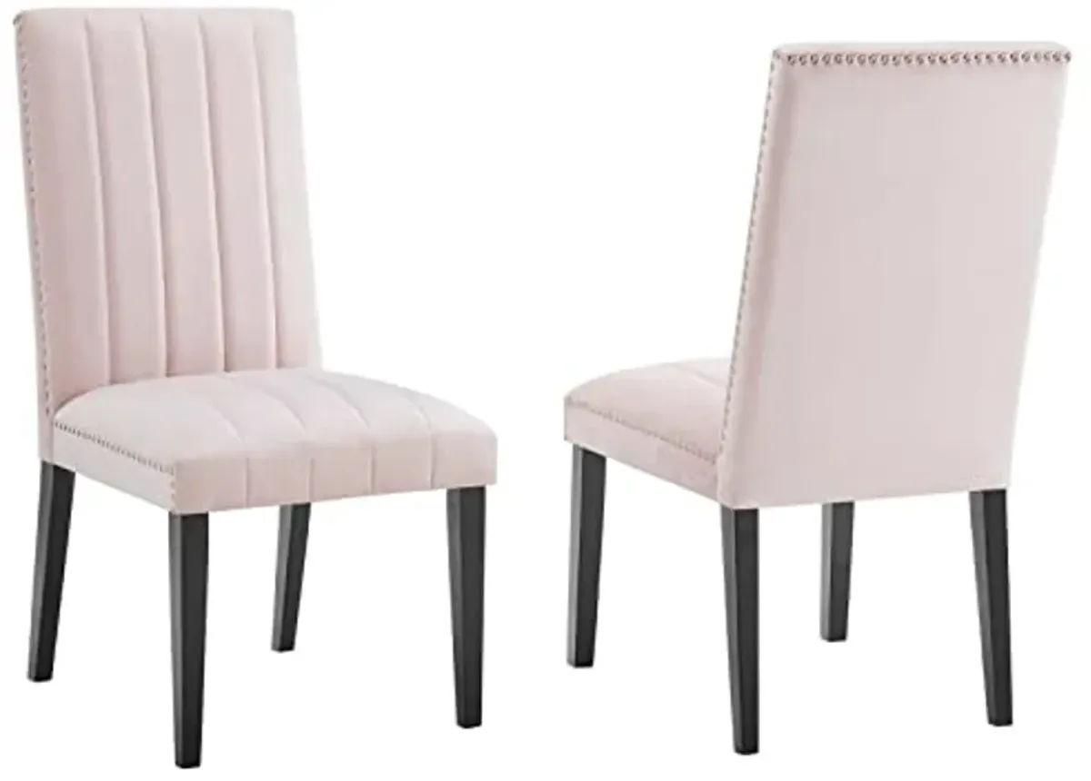 Modway EEI-5081-PNK Catalyst Performance Velvet Dining Side Chairs - Set of 2, Pink