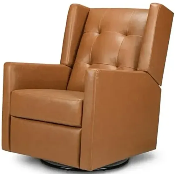 Davinci Maddox Glider Recliner Nursery Chair - GREENGUARD Gold & Certi-PUR US Certified - Ultra Cozy 360° Swivel Rocker Recliner - Versatile Glider Rocking Chair for Nursery & Living Room - Vegan Tan