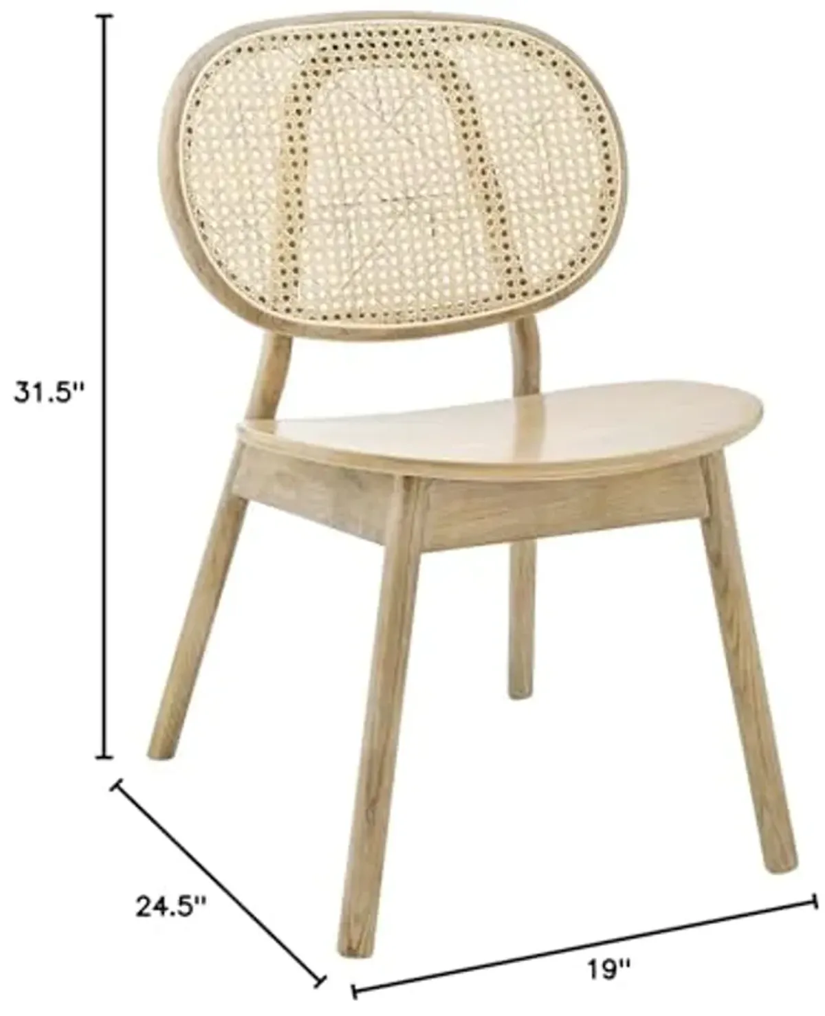 Modway Malina Wood Dining Chair with Cane Rattan in Gray