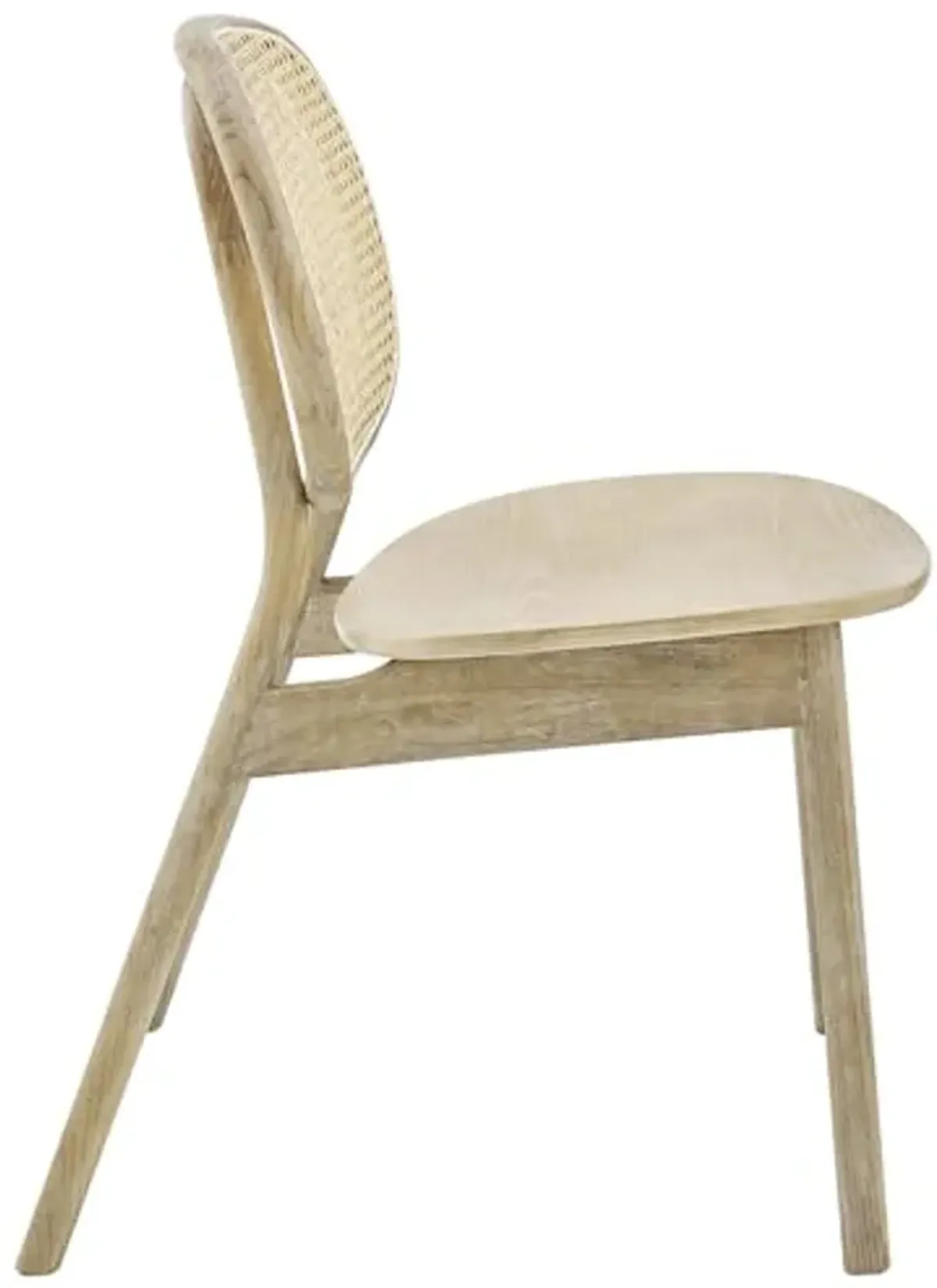 Modway Malina Wood Dining Chair with Cane Rattan in Gray