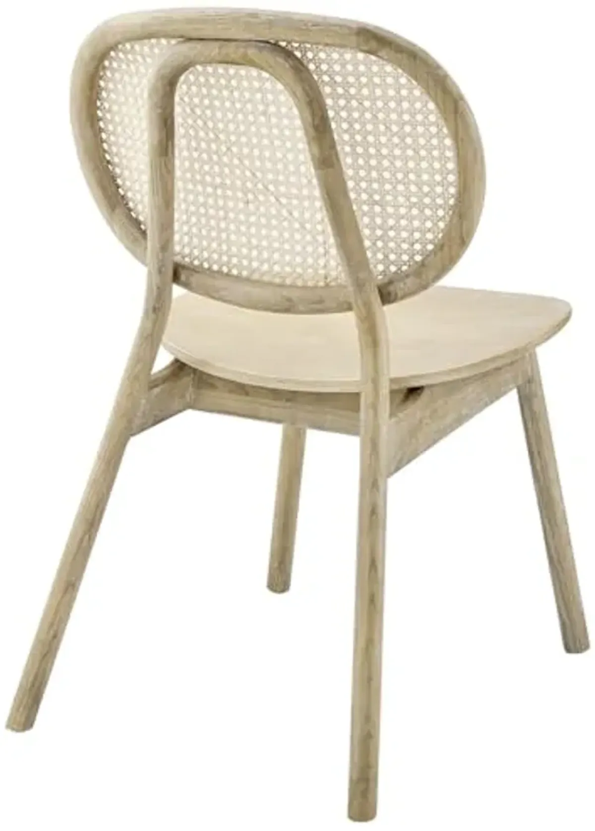 Modway Malina Wood Dining Chair with Cane Rattan in Gray