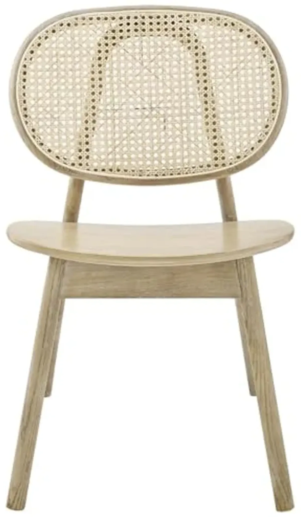 Modway Malina Wood Dining Chair with Cane Rattan in Gray