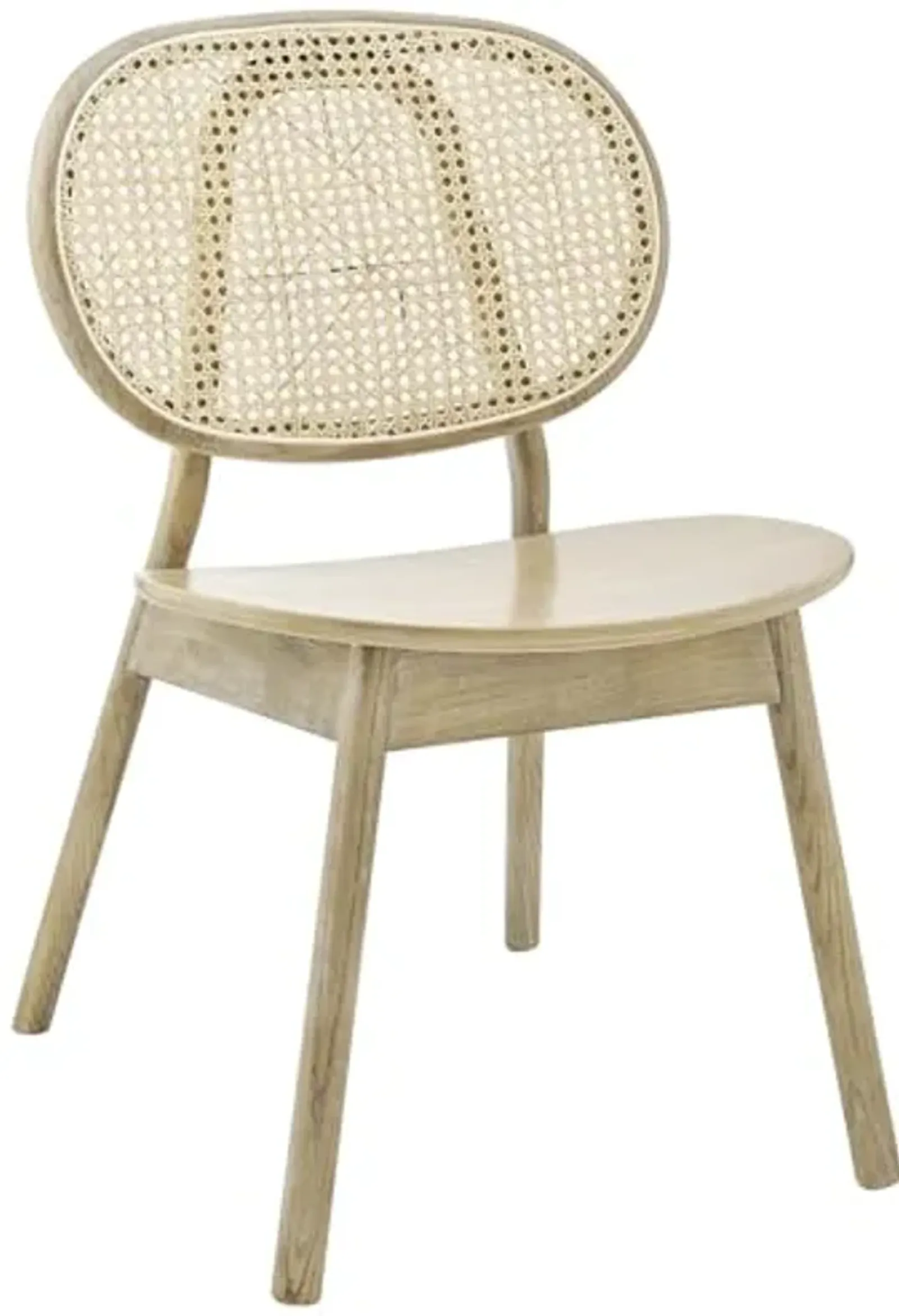 Modway Malina Wood Dining Chair with Cane Rattan in Gray