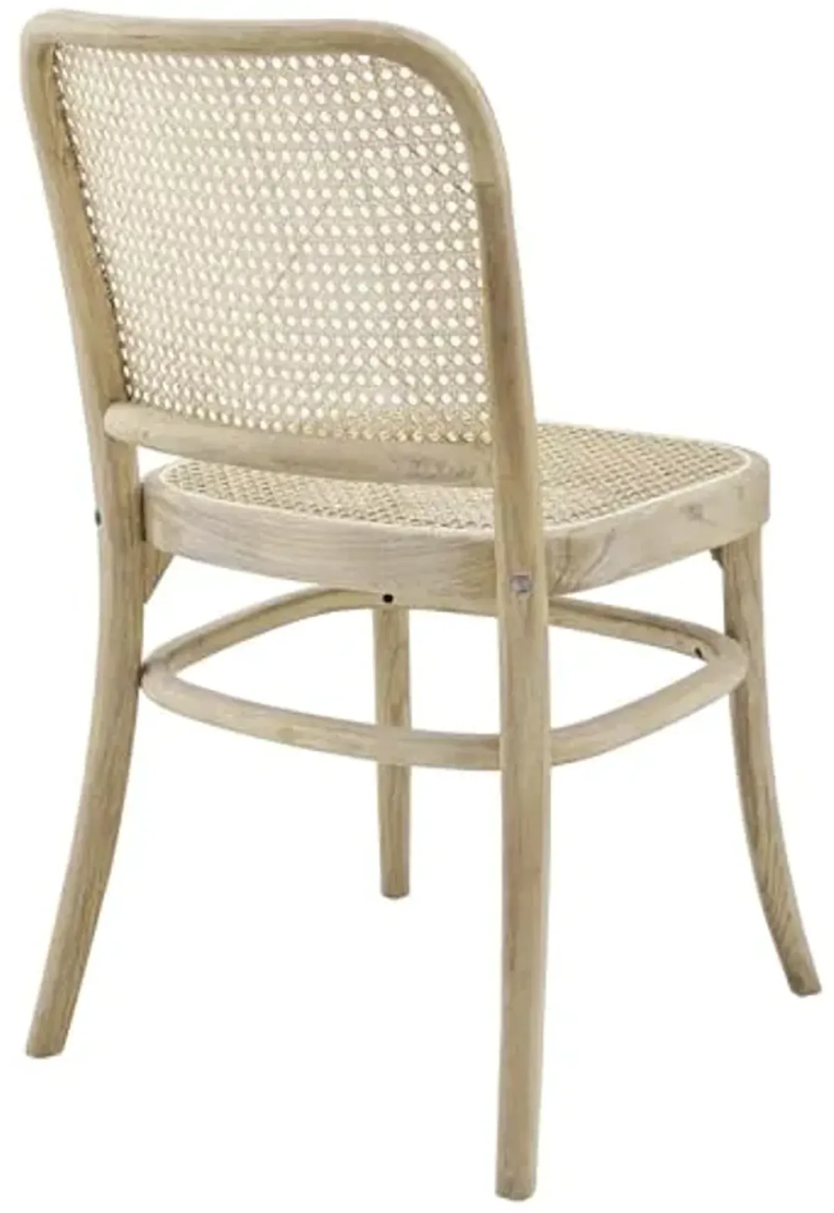 Modway Winona Elm Wood Cane Rattan Seat, Dining Side Chair, Gray