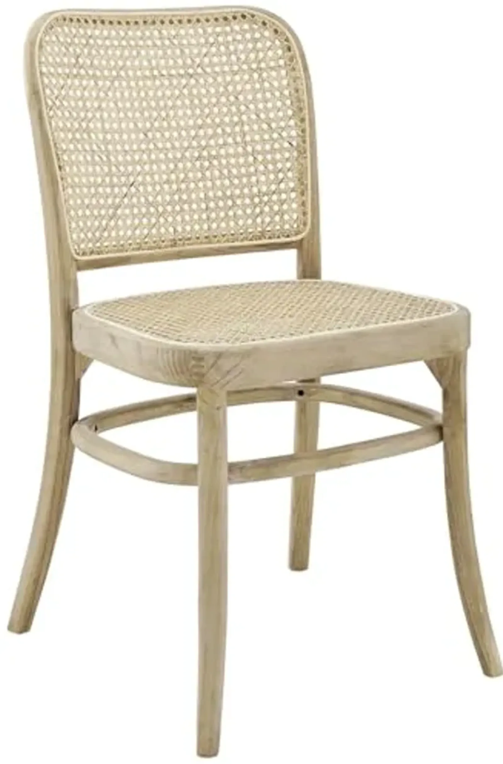 Modway Winona Elm Wood Cane Rattan Seat, Dining Side Chair, Gray