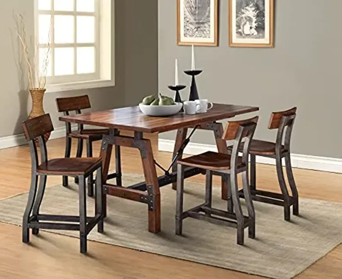 Lexicon Kanyon 5-Piece Counter Height Dining Set, Rustic Brown/Gunmetal
