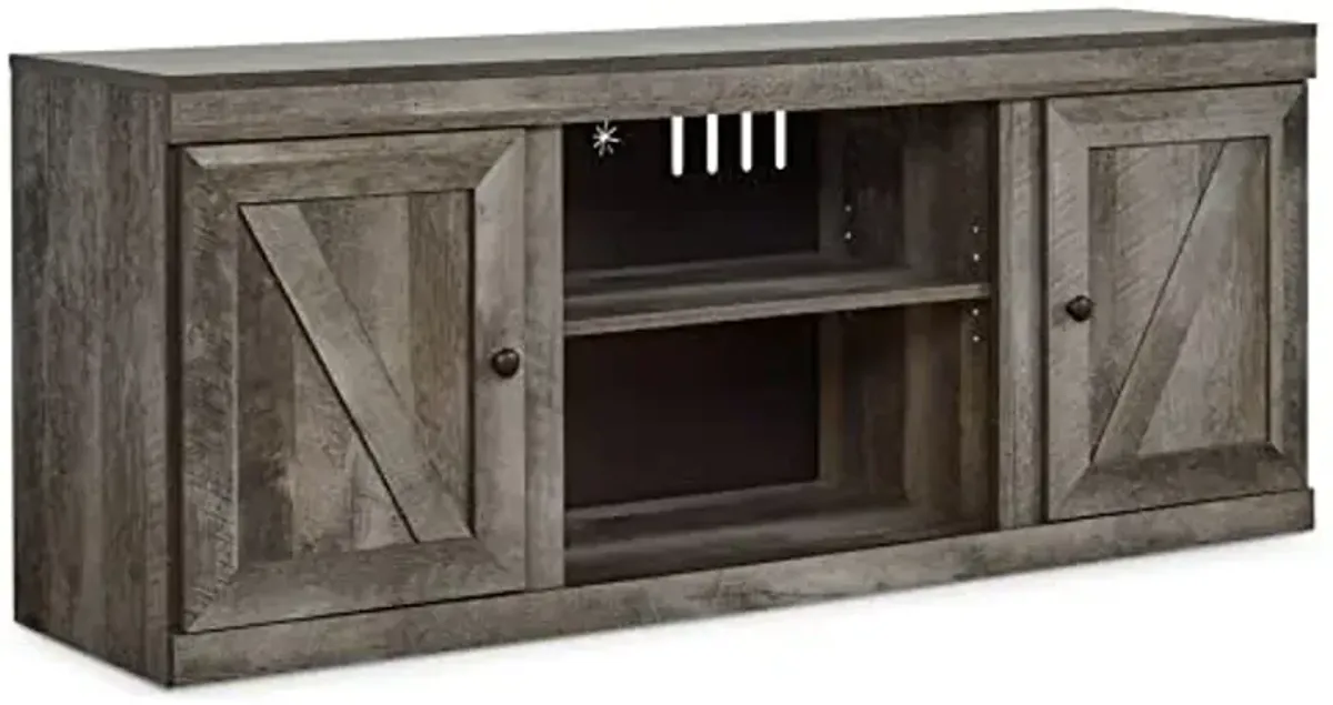 Signature Design by Ashley Wynnlow Rustic Large TV Stand up to 60" with 3 Adjustable Shelves and Fireplace Option, Gray