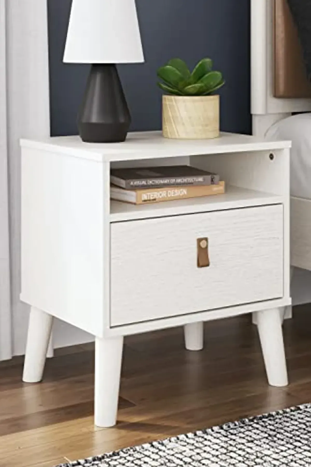 Signature Design by Ashley Aprilyn Farmhouse 1 Drawer Night Stand with 1 Open Cubby, Whitewash