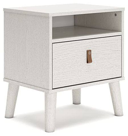Signature Design by Ashley Aprilyn Modern 1 Drawer Nightstand with Open Cubby, White