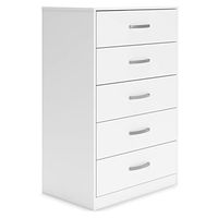 Signature Design by Ashley Flannia Casual 5 Drawer Chest of Drawers with Dovetail Construction and Safety Stop, White