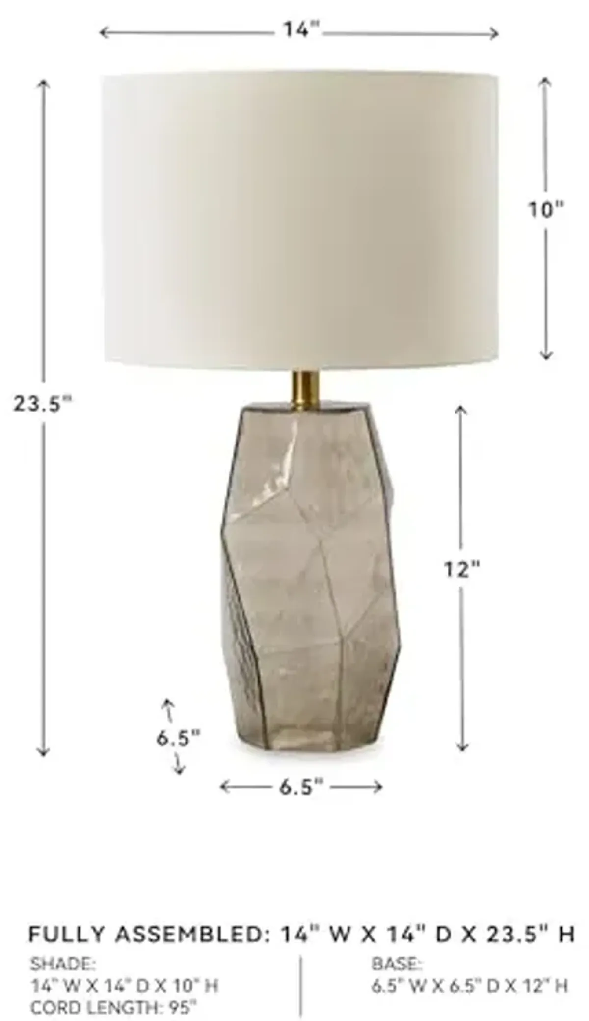 Signature Design by Ashley Taylow Contemporary 23.5" Glass Table Lamp, Light Brown