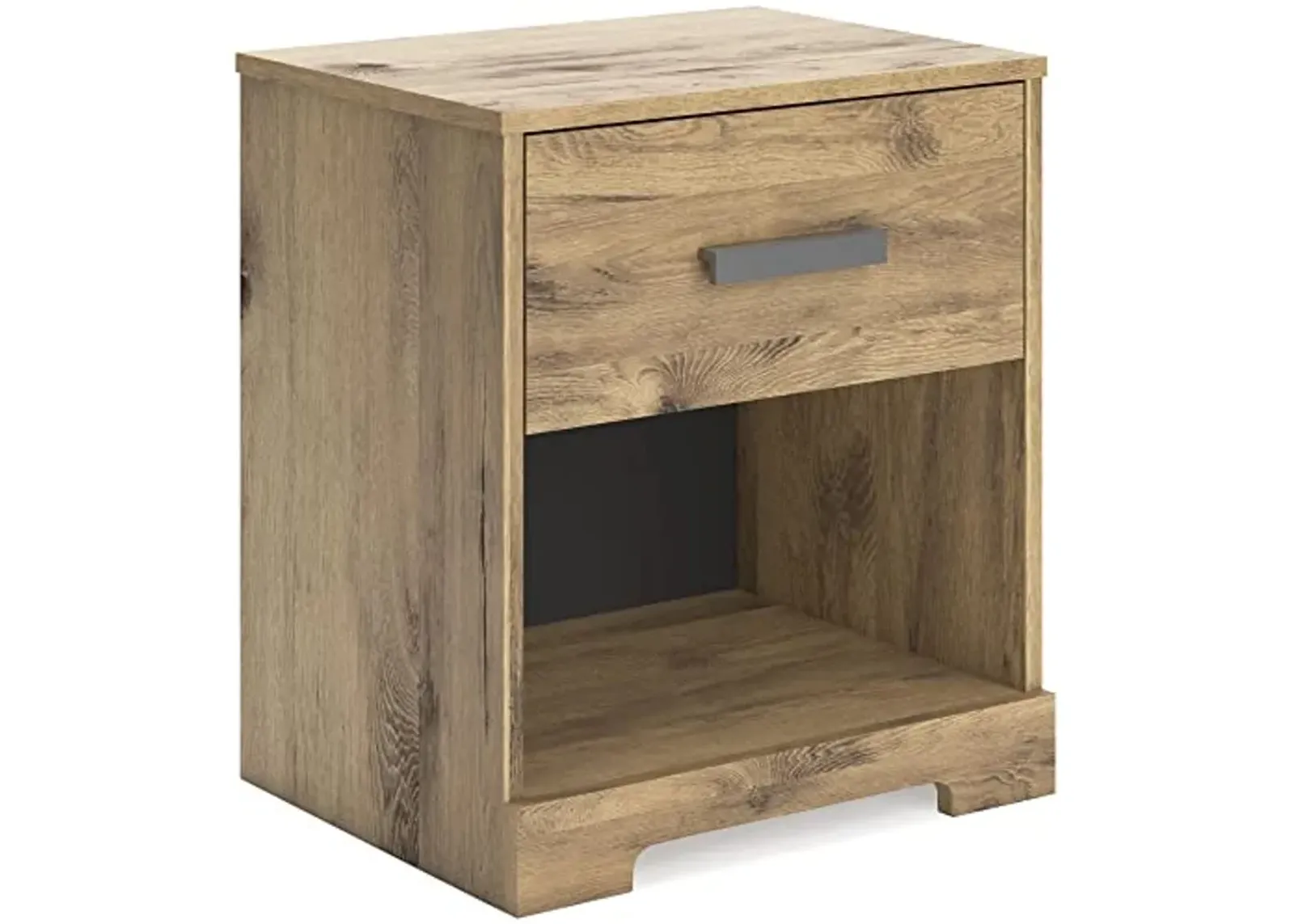 Signature Design by Ashley Larstin Rustic 1 Drawer Nightstand with Open Cubby, Light Brown