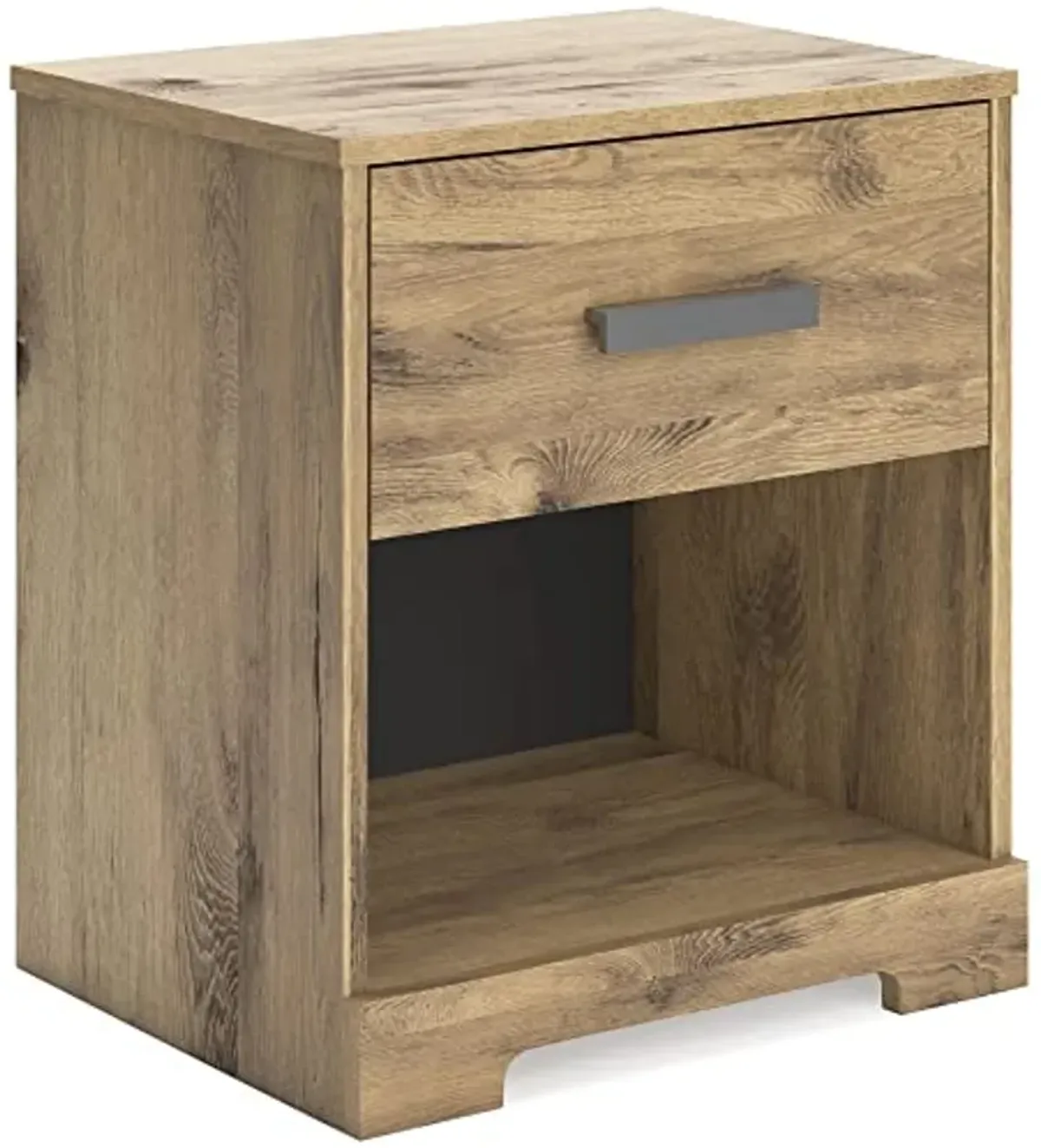 Signature Design by Ashley Larstin Rustic 1 Drawer Nightstand with Open Cubby, Light Brown