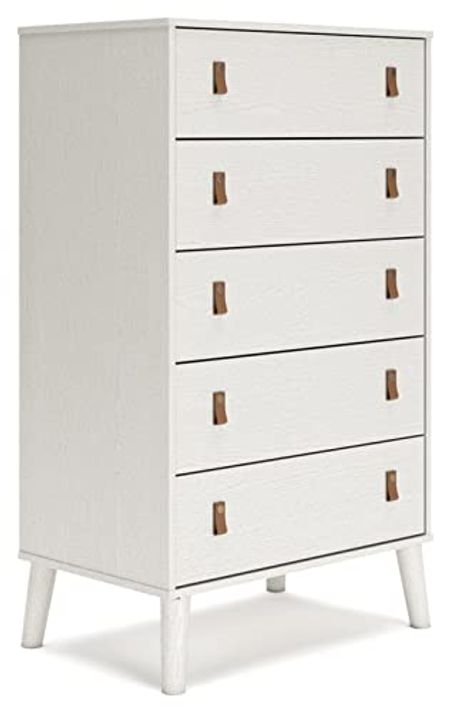 Signature Design by Ashley Aprilyn Contemporary 5 Drawer Chest of Smooth-Gliding Drawers and Safety Stop, White