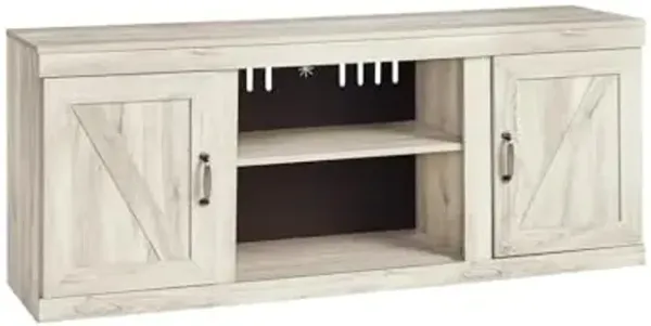 Signature Design by Ashley Bellaby Farmhouse Large TV Stand up to 60" with 3 Adjustable Shelves and Fireplace Option, White