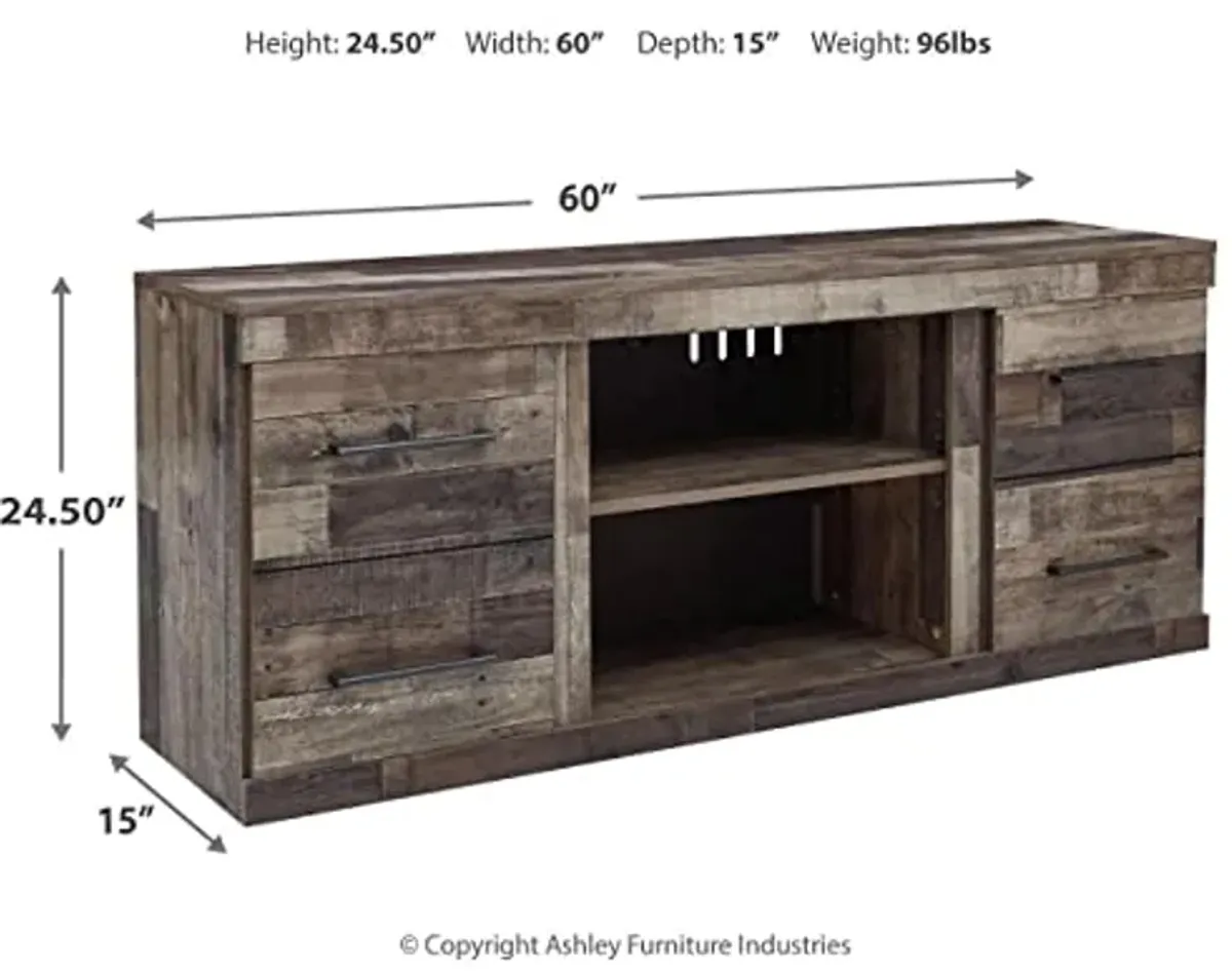 Signature Design by Ashley Derekson Casual TV Stand with Fireplace Option, Fits TVs up to 63", Gray