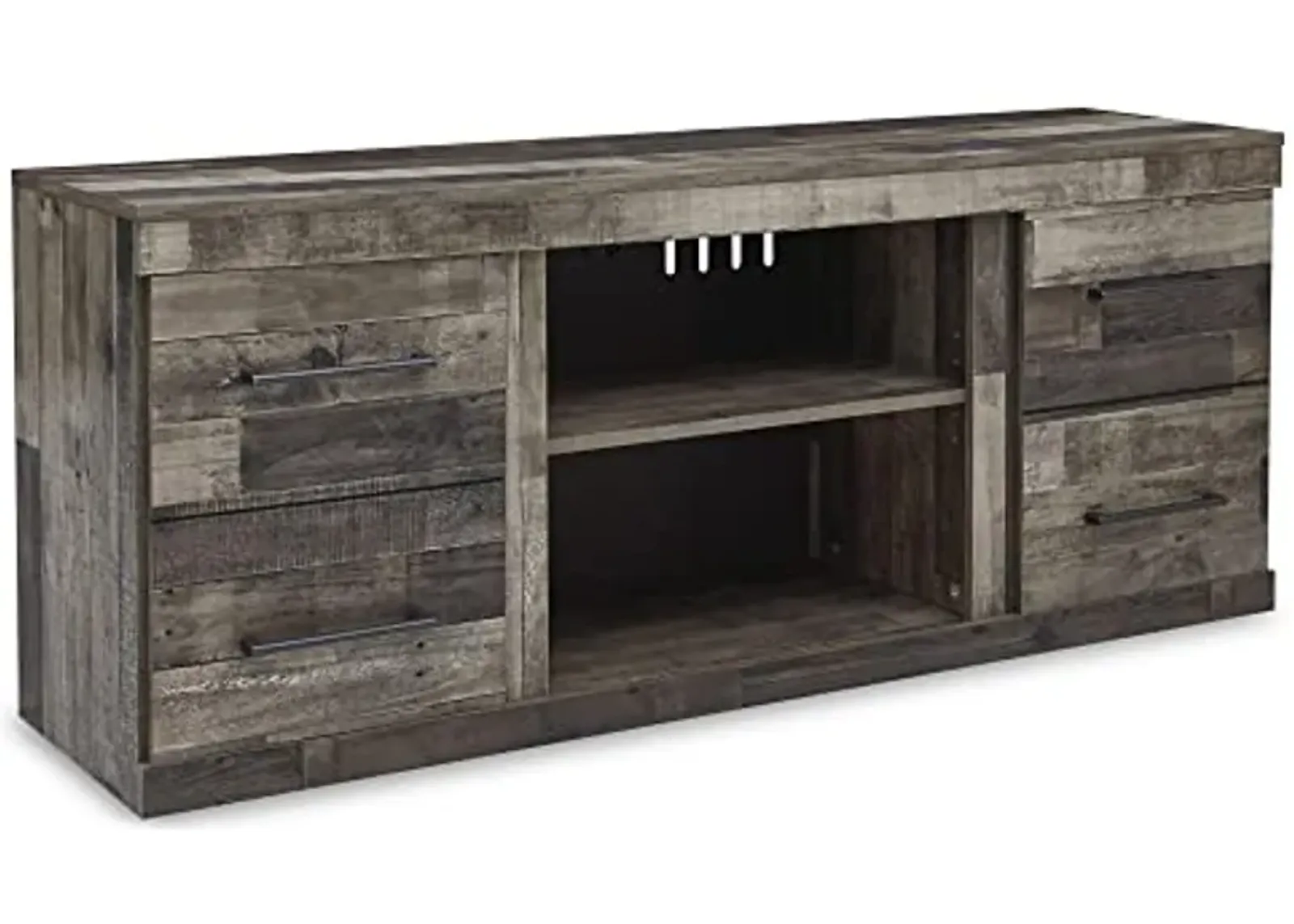 Signature Design by Ashley Derekson Casual TV Stand with Fireplace Option, Fits TVs up to 63", Gray