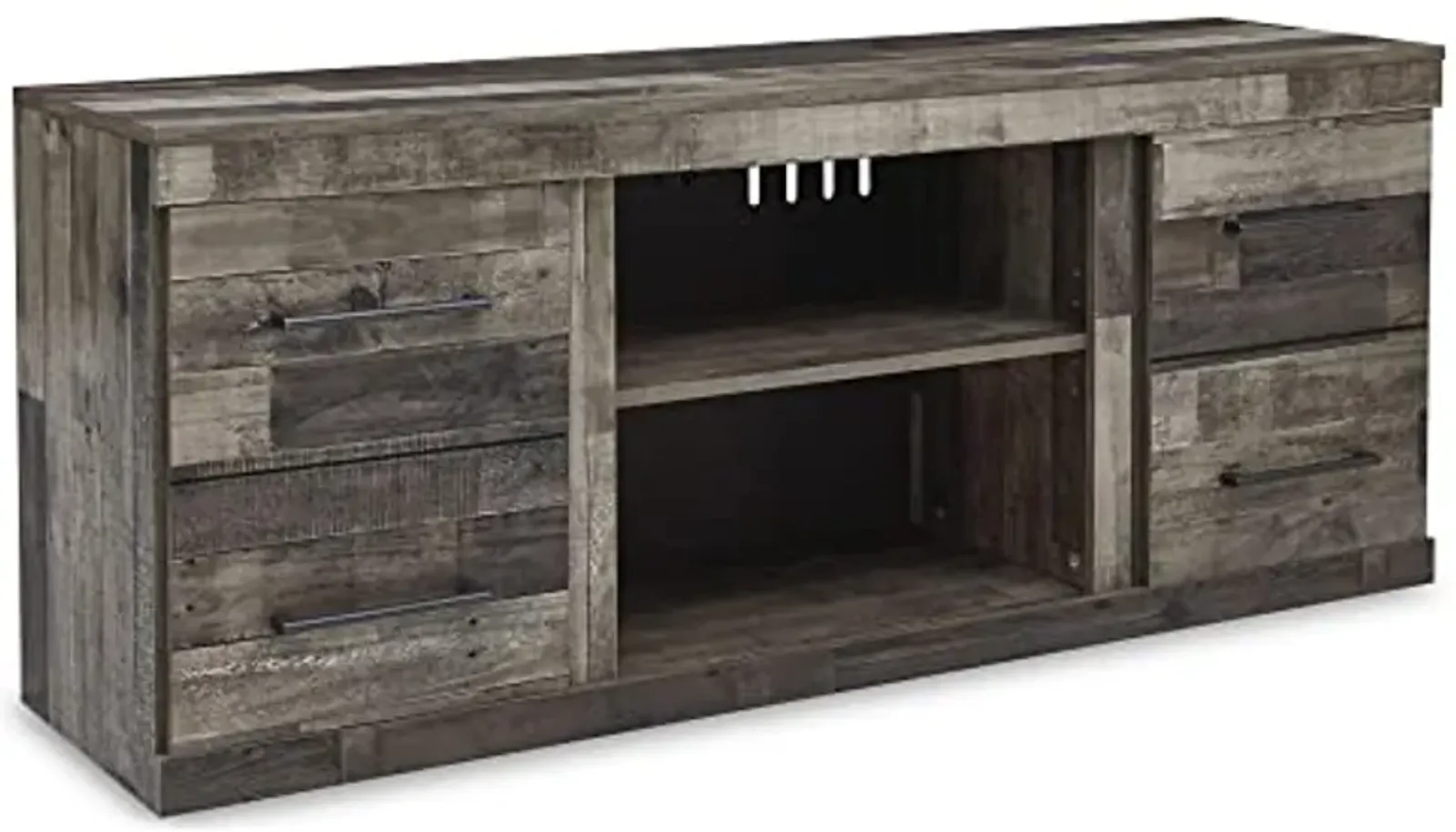 Signature Design by Ashley Derekson Casual TV Stand with Fireplace Option, Fits TVs up to 63", Gray