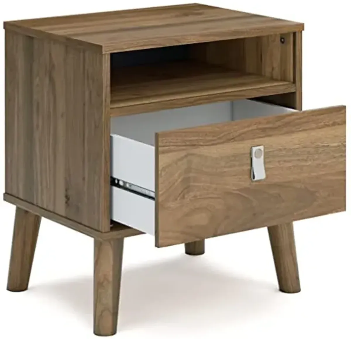 Signature Design by Ashley Aprilyn Modern 1 Drawer Nightstand with Open Cubby, Dark Brown