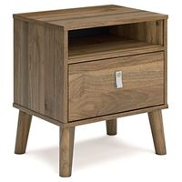 Signature Design by Ashley Aprilyn Modern 1 Drawer Nightstand with Open Cubby, Dark Brown