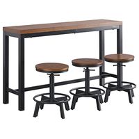 Signature Design by Ashley Quinidad Industrial 4 Piece Set including a Rectangle Counter Height Dining Room Counter Table and 3 Bar Stools, Black & Brown