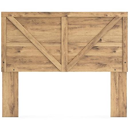 Signature Design by Ashley Larstin Rustic Crossbuck Panel Headboard ONLY, Queen, Light Brown