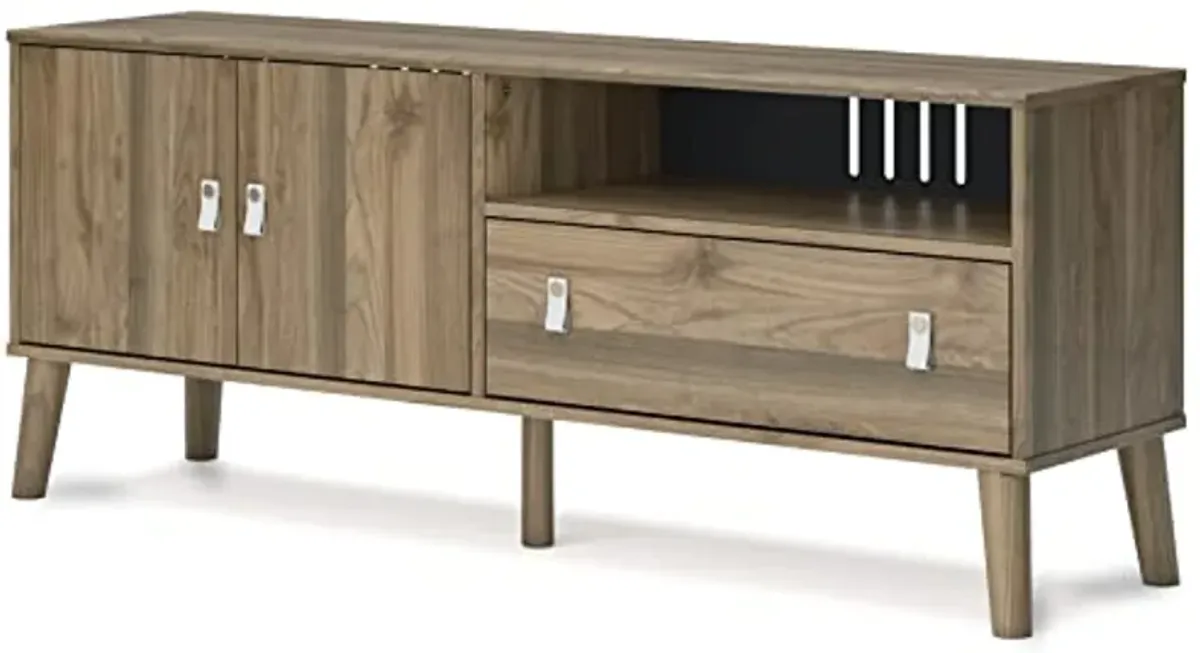 Signature Design by Ashley Aprilyn Contemporary Medium TV Stand up to 59" with 1 Drawer and 2 Shelves, Light Brown