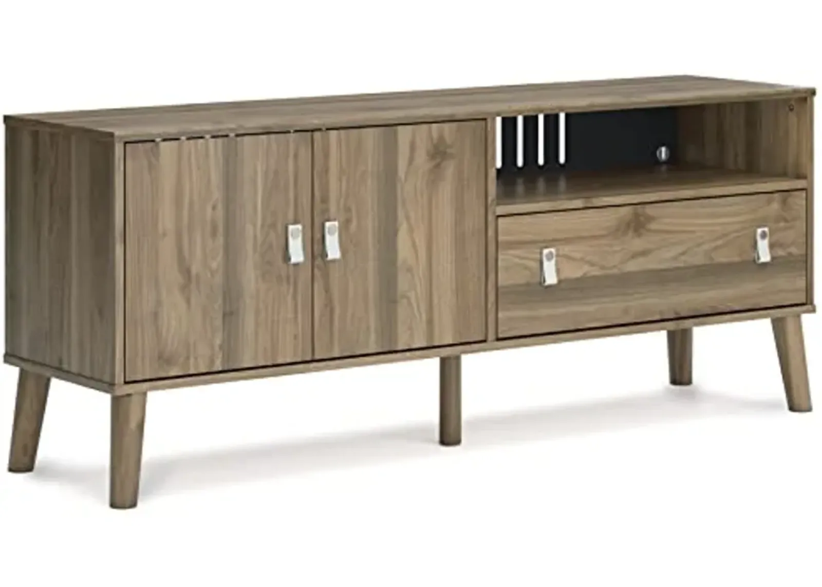 Signature Design by Ashley Aprilyn Contemporary Medium TV Stand up to 59" with 1 Drawer and 2 Shelves, Light Brown