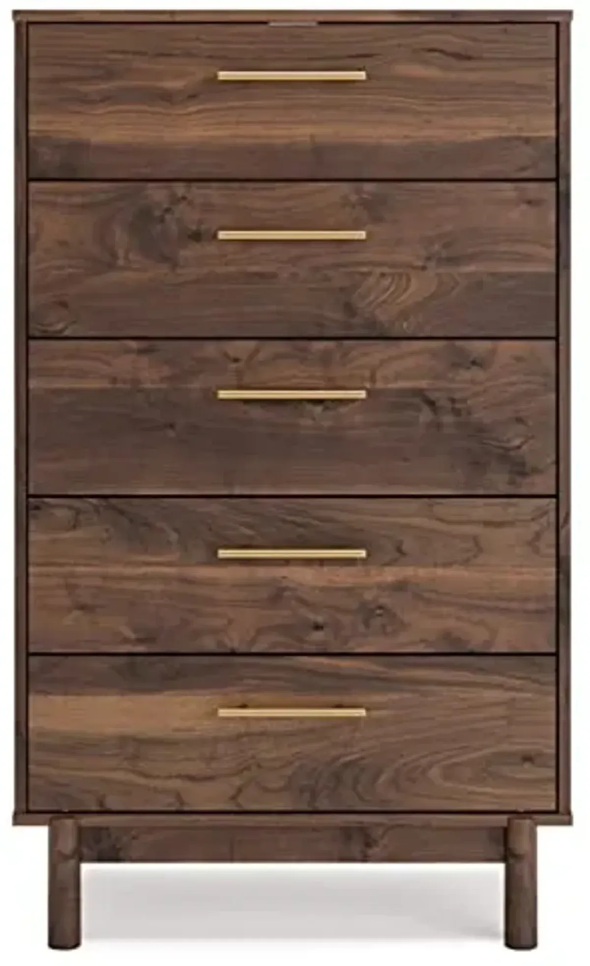 Signature Design by Ashley Calverson Contemporary 5 Drawer Chest of Smooth-Gliding Drawers and Safety Stop, Dark Brown