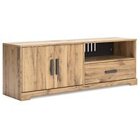 Signature Design by Ashley Larstin Rustic Medium TV Stand up to 59" with 1 Drawer and 2 Shelves, Light Brown