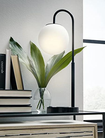 Signature Design by Ashley Walkford Contemporary 24.25" Metal Desk Lamp with Wireless Charging & USB Port, Black