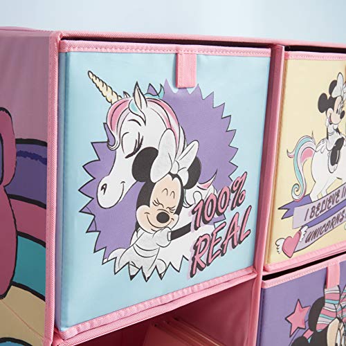 Idea Nuova Disney Minnie Mouse Collapsible Soft Storage Cubby with 3