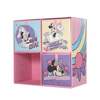 Idea Nuova Disney Minnie Mouse Collapsible Soft Storage Cubby with 3 Collapsible Cubes