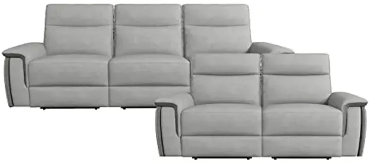 Lexicon Raelynn Wall-Hugger Power Reclining Living Room Sofa Set, 2-Piece, Light Gray/Dark Gray