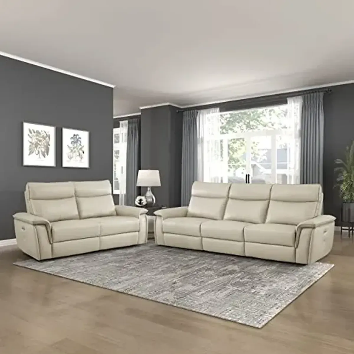 Lexicon Raelynn Wall-Hugger Power Reclining Living Room Sofa Set, 2-Piece, Taupe