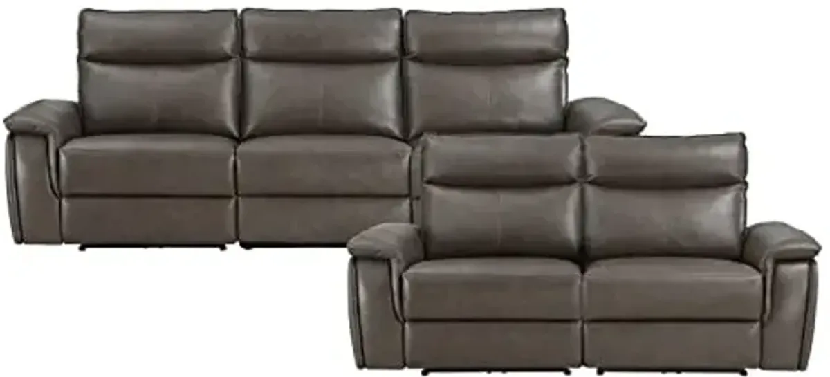 Lexicon Raelynn Wall-Hugger Power Reclining Living Room Sofa Set, 2-Piece, Dark Brown