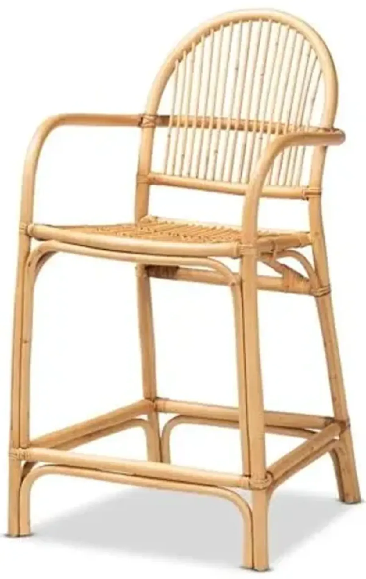 Baxton Studio Tugera Modern Bohemian Natural Brown Rattan Counter Stool