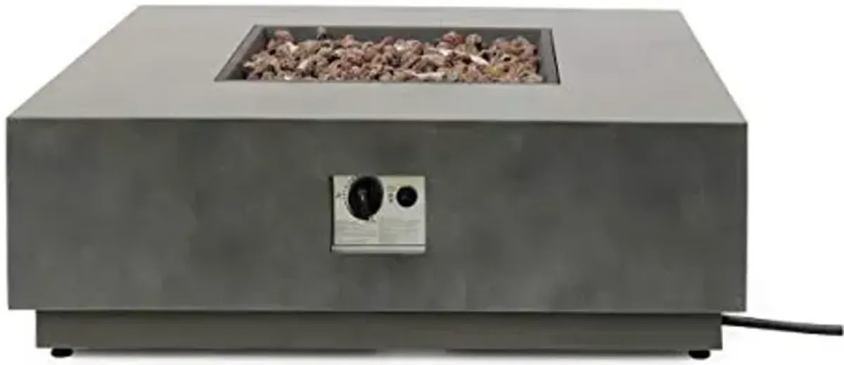 Christopher Knight Home Wellington Outdoor 50,000 BTU Square Fire Pit (No Tank Holder) - Concrete Finish