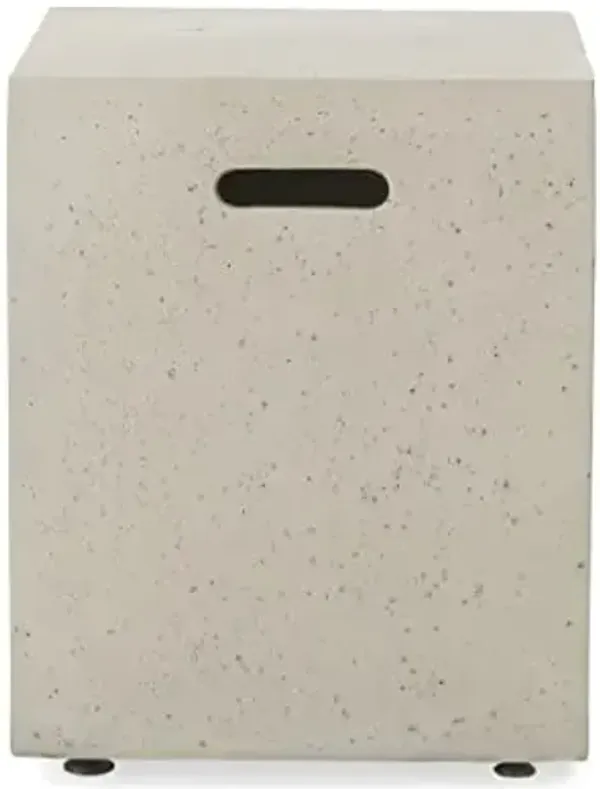 Aidan Outdoor Tank Holder Side Table - Lightweight Concrete - Light Gray