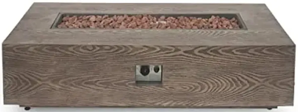 Christopher Knight Home Aidan Outdoor 50,000 BTU Rectangular Fire Pit (No Tank Holder) - Iron - Brown Wood Pattern