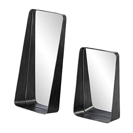 SEI Furniture Amboros Decorative Mirrors w/ Shelves – 2pc Set, Black