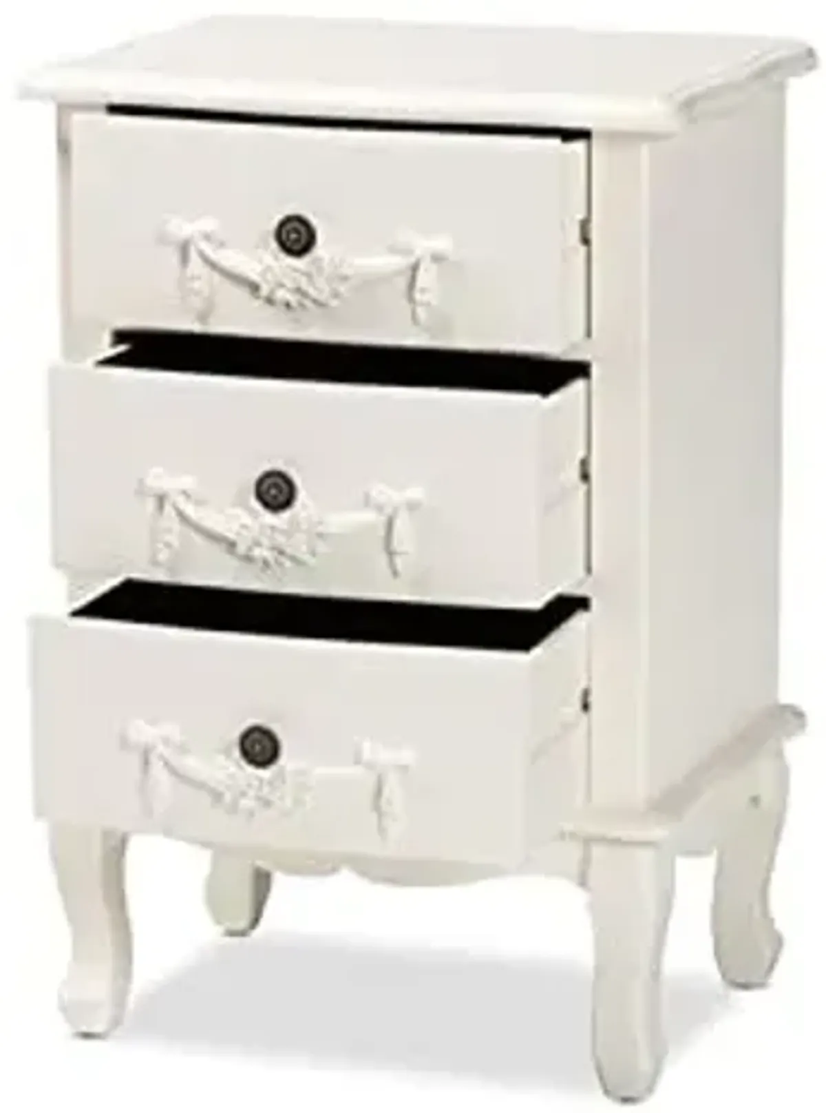 Baxton Studio Callen White Finished Wood 3-Drawer End Table