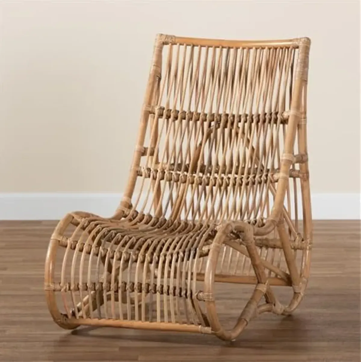 Baxton Studio Genera Modern Bohemian Natural Rattan Lounge Chair