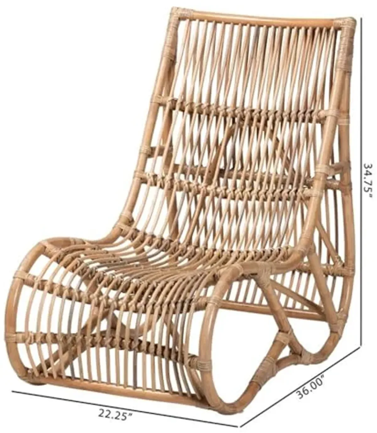 Baxton Studio Genera Modern Bohemian Natural Rattan Lounge Chair