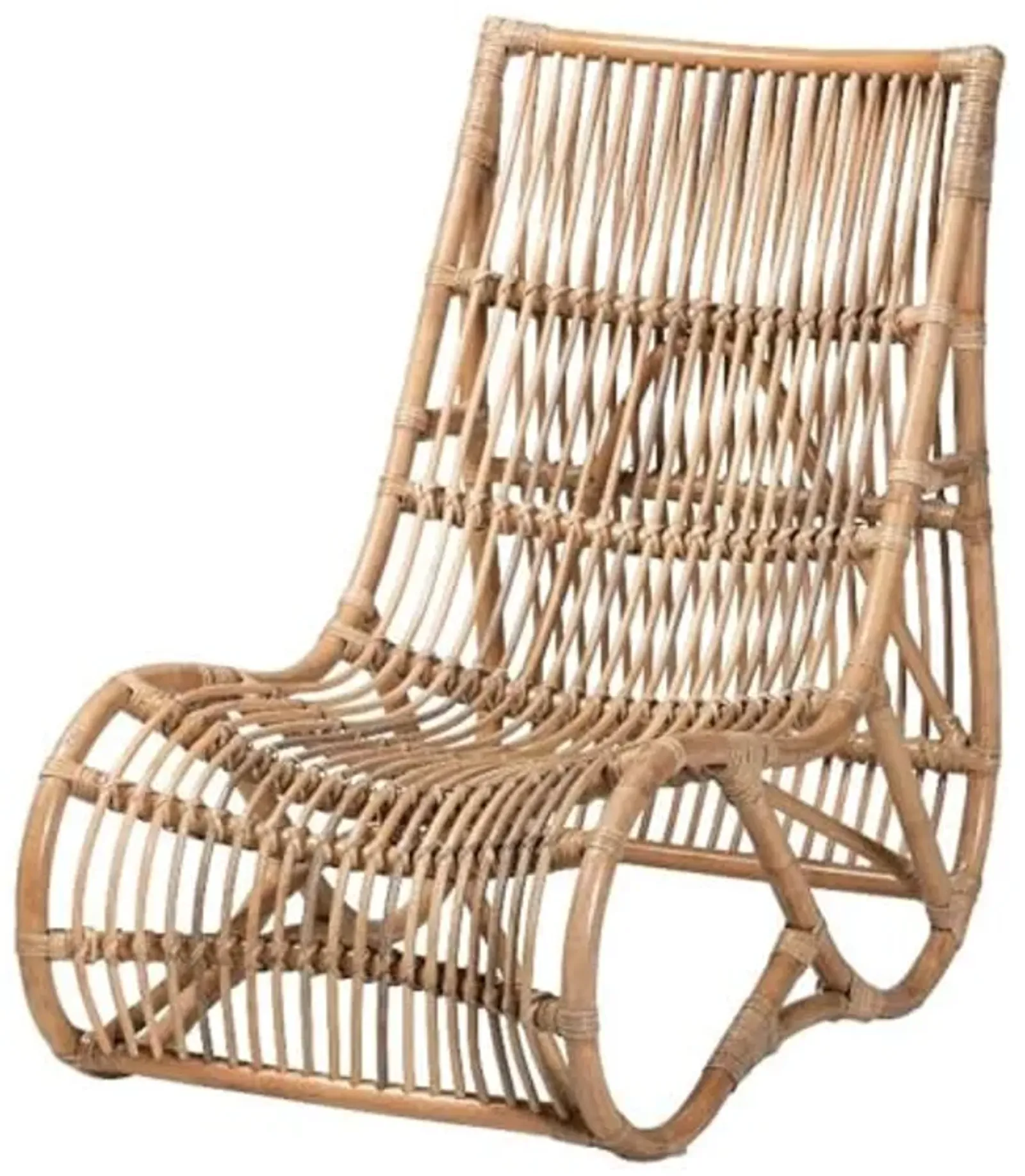 Baxton Studio Genera Modern Bohemian Natural Rattan Lounge Chair